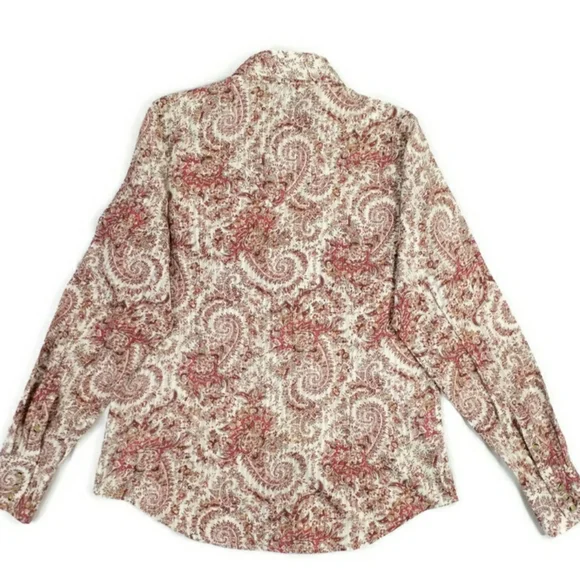 Ariat Soft Orange Paisley Print Long Sleeve Pearl Snap Western Shirt Womens M - Picture 11 of 16